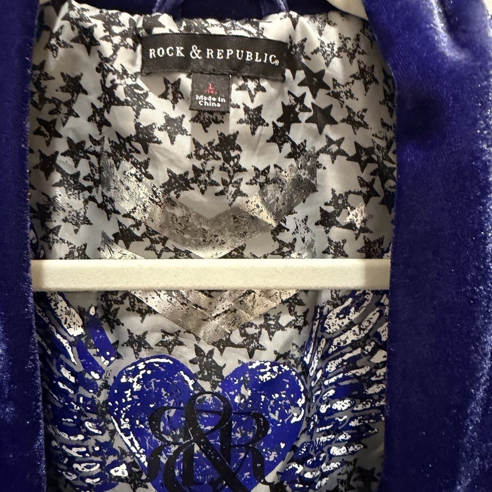 Rock & Republic Women's Velvet Stretch Blazer Jacket - Royal Blue - Picture 3 of 5